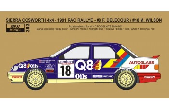 Decal – Ford Sierra Cosworth 4x4 - 1991 RAC rallye - #8 Delecour / #18 Wilson 1/24